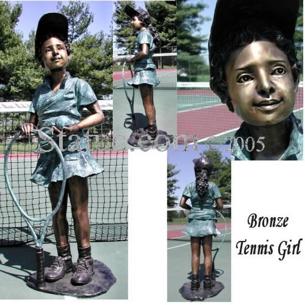 Tennis Girl Statue Tribute Bronze Sculpture Life-Size Artwork